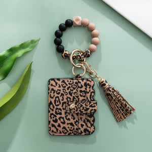 Silicone Wristlet Wallet Keychain - Cute Card Holder Case: Lepoard