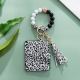 Silicone Wristlet Wallet Keychain - Cute Card Holder Case: Lepoard