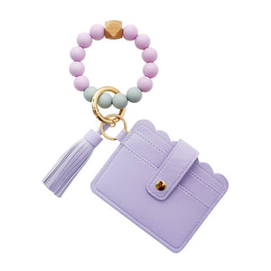 Wristlet Silicone Beaded Cardholder Purple